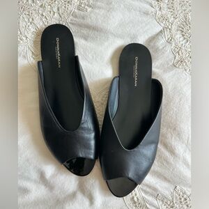 🩷Donna Karen “Zuzu” Black Nappa Leather Mules, Size 8/38.5